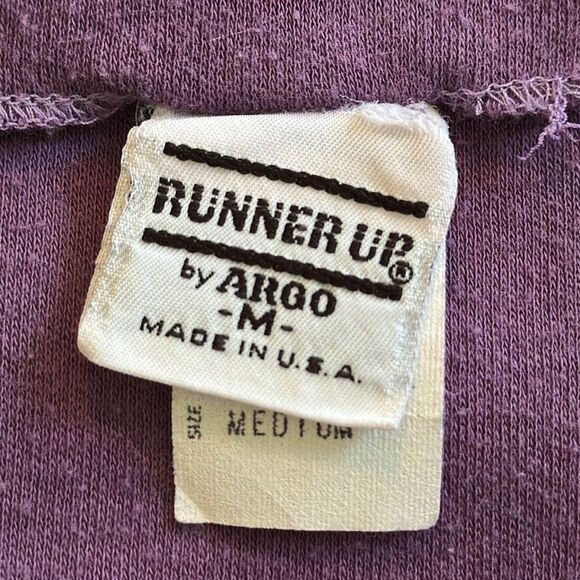 Vtg 70s/80s Purple Runner Up By Argo with Multi Color Striped Shoulders Knit Top - Picture 7 of 8